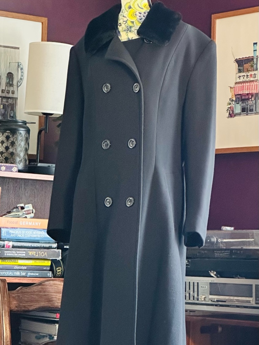 Vintage Novelti Black Wool Coat